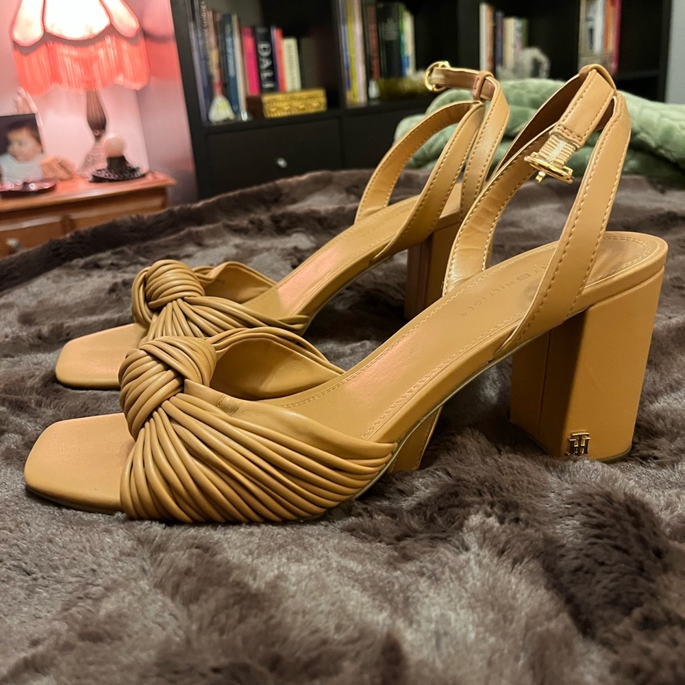 Tan Block Heel Sandals